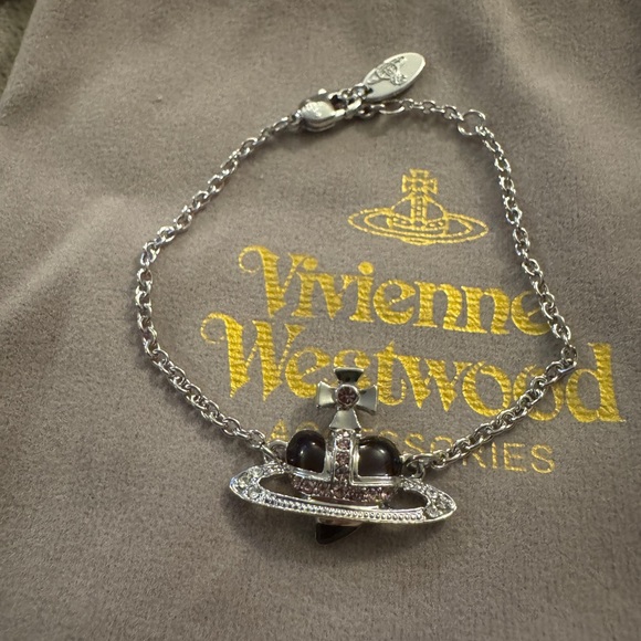 Vivienne Westwood Jewelry - Vivienne Westwood Silver & Onyx Heart Bas Relief Orb Bracelet